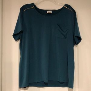 Emerald green shirt sleeve blouse